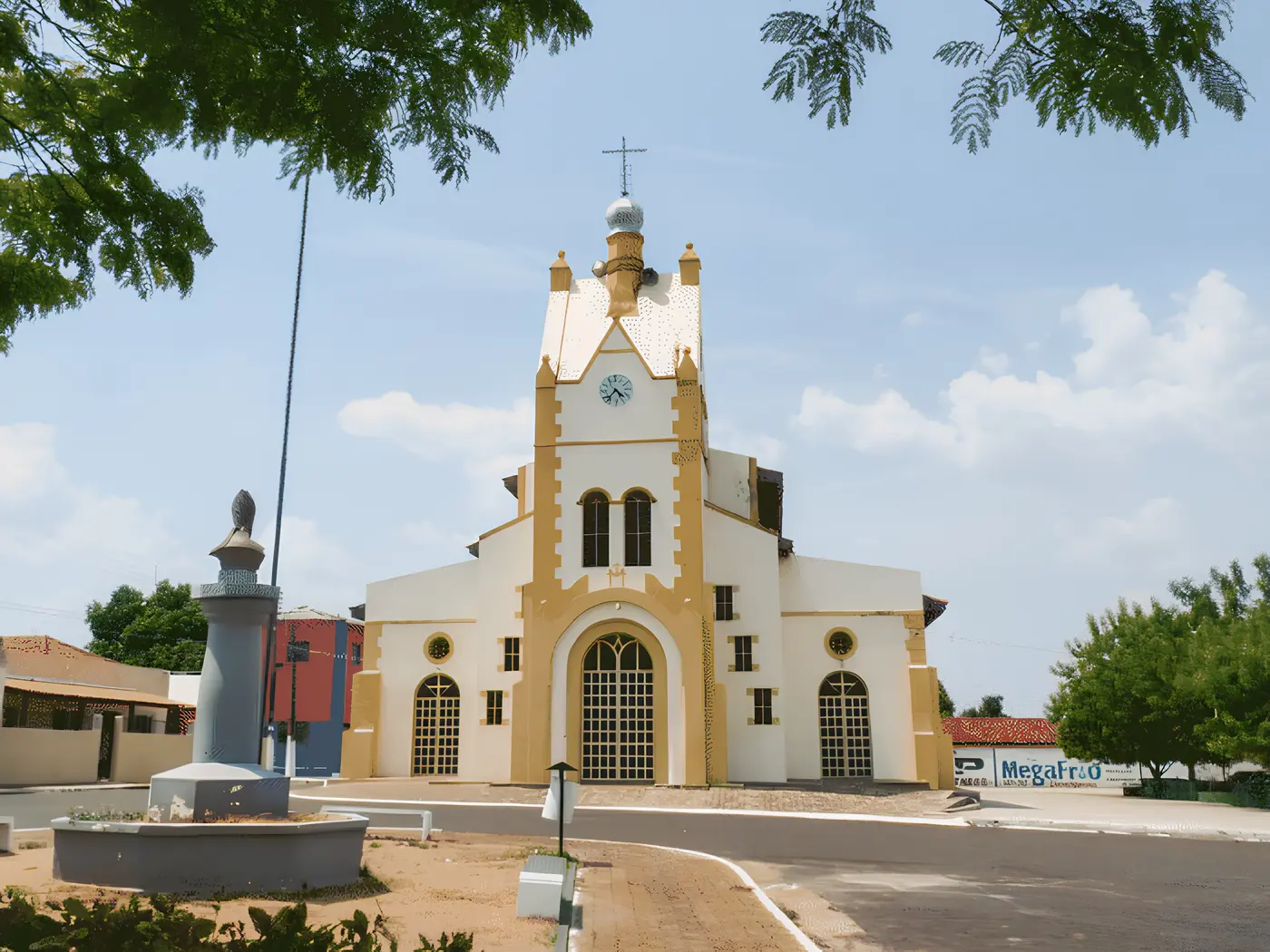 Fachada da Igreja Matriz de Tocantinópolis em dia ensolarado - Acervo Janes Histórias